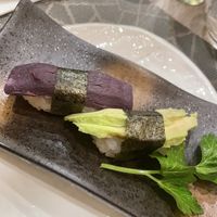 NIGIRIS BONIATO MORADO Y AVOCADO  at Yoshi - Sushi & More in Madrid