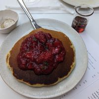 Semolina pancake with hazelnut butter at abcV in New York City