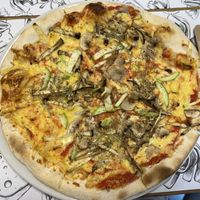 Vegan pizza  at Ombra Restaurant in Kotor