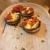 bruschetta with vegan cheese  at Ombra Restaurant in Kotor