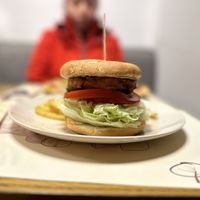 Vegan burgerr  at Ombra Restaurant in Kotor