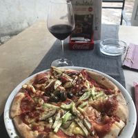 Vegan pizza at Ombra Restaurant in Kotor