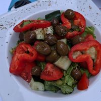 Greek salad without feta at Ombra Restaurant in Kotor