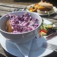 Potatoe with coleslaw at The Retreat Animal Rescue Farm Sanctuary and Cafe in Ashford
