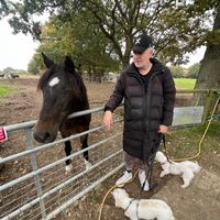 Fred and his fav horse at The Retreat Animal Rescue Farm Sanctuary and Cafe in Ashford