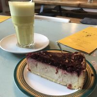 Cheesecake and golden milk  at Dreizehn in der Muehle in Augsburg