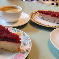 Cheesecake and coconut raspberry cake at Dreizehn in der Muehle in Augsburg