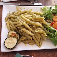 pesto pasta dish at Dreizehn in der Muehle in Augsburg