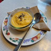 Kleine Tagessuppe (Kartoffel-Zucchini) at Dreizehn in der Muehle in Augsburg