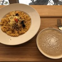 Soup and large portion of pasta at Madal Food in Budapest