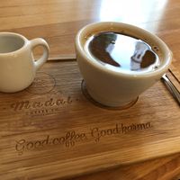 Coffee and oat milk  at Madal Food in Budapest