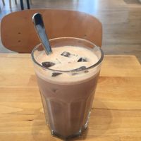 Iced chocolate with oat milk at Madal Food in Budapest