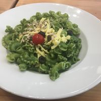 Spinach pasta at Madal Food in Budapest