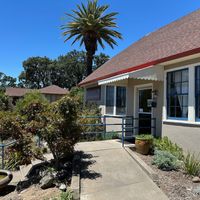 The entrance to the restaurant, deep in the monastery  at Jyun Kang Vegetarian Restaurant in Ukiah