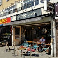 Outside at The Coffee Lover's Cafe in South West London