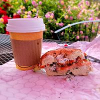 Fauxy loxy - carrot lox. Best carrot lox we've had at Red Scooter Deli in Paso Robles