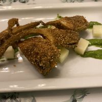 Fried artichoke starter at L'OV Osteria Vegetariana in Florence