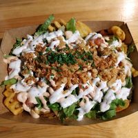 Loaded fries at Veg Machine in Tallinn