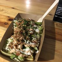 The mighty loaded fries at Veg Machine in Tallinn