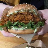 Sweet potato burger at Veg Machine in Tallinn