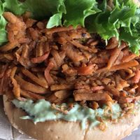 Mother trucker burger is a must try. 😛Pulled sweet potato, cucumber, fried onion with parsley sauce.   at Veg Machine in Tallinn