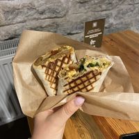 Brekkie wrap(Beyond Meat patty with tofu scramble, garlic mayo)  at Veg Machine in Tallinn