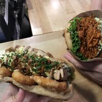 Hot dog and burger at Veg Machine in Tallinn