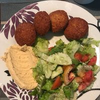 Falafel, hummus and salad mezze (tasted way better than it looked) at Chez Joseph in Vientiane