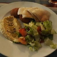Falafel pitta plate at Chez Joseph in Vientiane