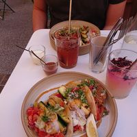 Tacos and homemade limonnade & unsweetened ice tea at Santa Rosalia in Toulon