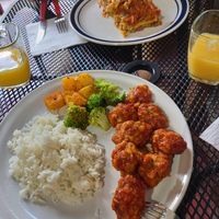 Wings and lasagna at Loving Hut - San Cristobal in San Cristobal De Las Casas
