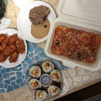 Lasagne, pollo , sushis and cookies  at Loving Hut - San Cristobal in San Cristobal De Las Casas