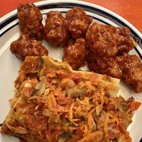 Lasagna and wings at Loving Hut - San Cristobal in San Cristobal De Las Casas