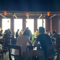 There is a nice view of Tokyo Bay from the windows at Monsoon Cafe - Aqua City Odaiba in Tokyo