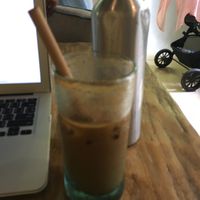 Cinnamon latte with cashew mylk at Clear Cafe in Ubud