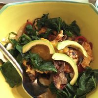 Dragon bowl, substituted the rice for more grilled vegetables.  at Clear Cafe in Ubud