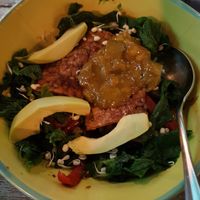 Red rice tempeh bowl at Clear Cafe in Ubud
