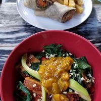 Dragon bowl and tempeh wrap at Clear Cafe in Ubud