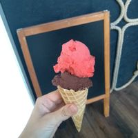 dark chocolate and strawberry sorbet at Marina in Poznan