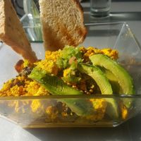 Breakfast bowl with seasoned tofu at Water Garden Cafe in Cleveland