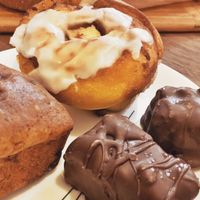 cinnamon scroll muffin and snickers at The Joyful Vegan Cafe - Food Van in Dunedin