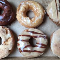 Wake n Bake vegan donut choices - tasty! at Wake N Bake Donuts in Wilmington