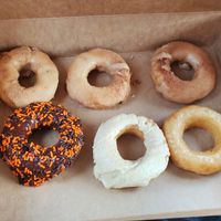 Carolina Sands, chocolate sprinkles, pumpkin special at Wake N Bake Donuts in Carolina Beach