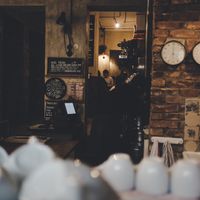 We can sit behind the machine! at Bakeliet Kaffee in Kiel