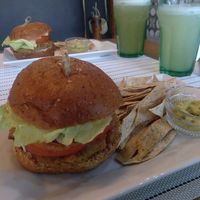 Lentil burger at Dr Ben Bistro in Santo Domingo