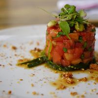 Tomato tarrte with seaweed  at TIME Vegetarian Kitchen in Santo Domingo