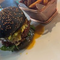 black burger   at TIME Vegetarian Kitchen in Santo Domingo