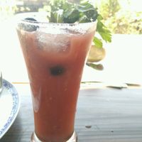 tomato juice with Tabasco and celery at The Juicery Cafe in Pokhara