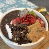 Cacao smoothie bowl  at The Juicery Cafe in Pokhara