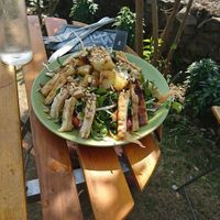 Vegan tofu salad at The Juicery Cafe in Pokhara